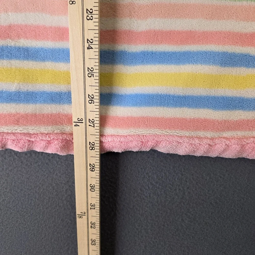 Northpoint Baby Striped Plush Blanket Pink Blue Yellow Green 30x36 *